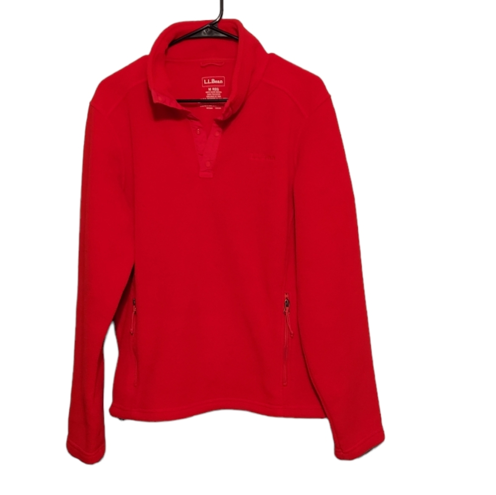 L.L. Bean Pullover T- Snap Size M Sweater Orange Red Fleece Gorpcore Outdoor